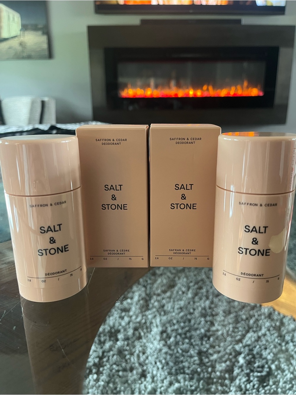 TWO Salt & Stone Saffron & Cedar Deodorant — NEW FULL SIZE